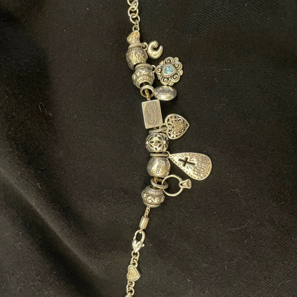 Brighton Silver Charm Bracelet with Blue Accent